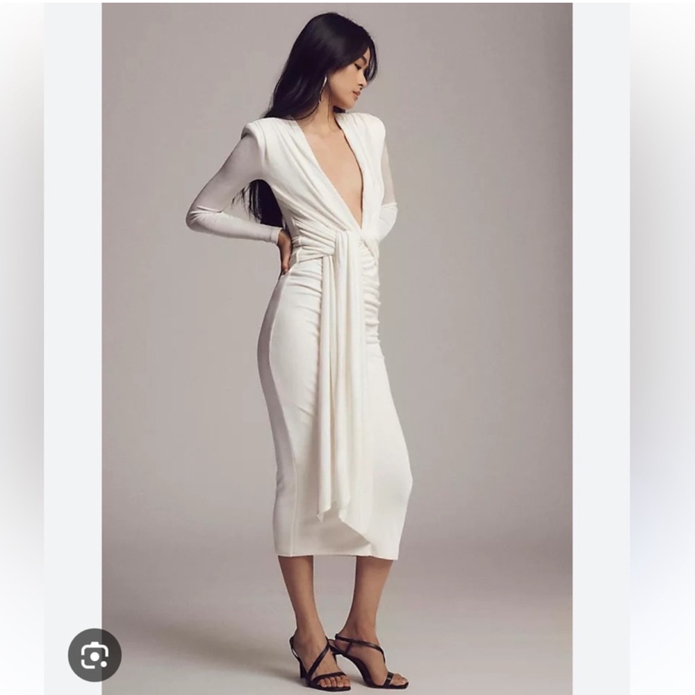 NWT MISHA Francis Slinky Jersey Midi Dress, ivory, size medium